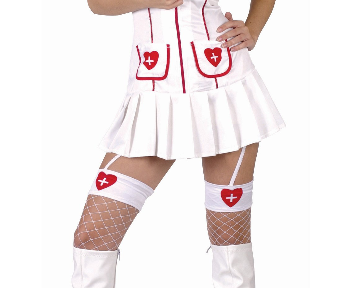 Role play-set for adult Naughty Nurse (dress, leg garters, hat), size S